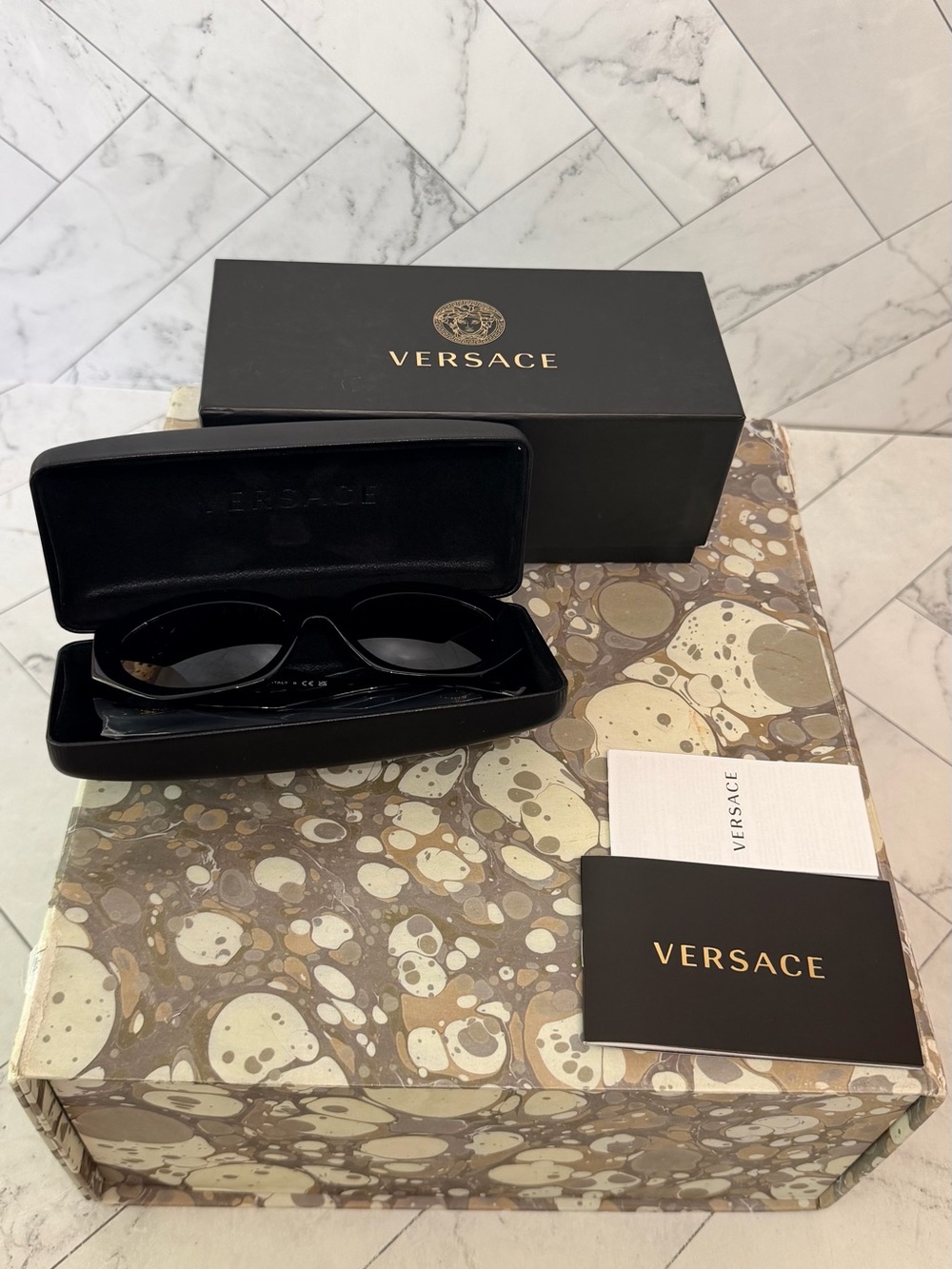 Versace Black Women's Cat-Eye Sunglasses - Picture 4 of 12